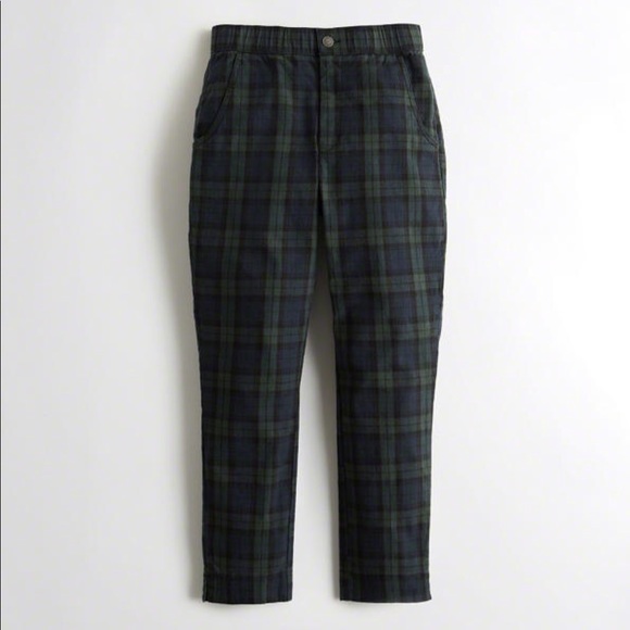 hollister green plaid pants
